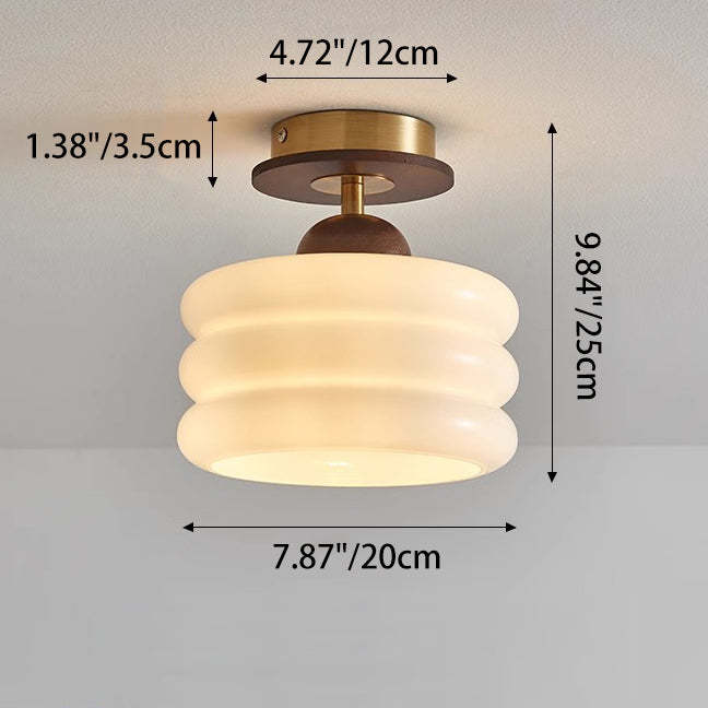 Retro Walnut Floral 1-Light Ceiling Light