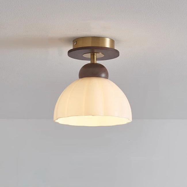 Retro Walnut Floral 1-Light Ceiling Light