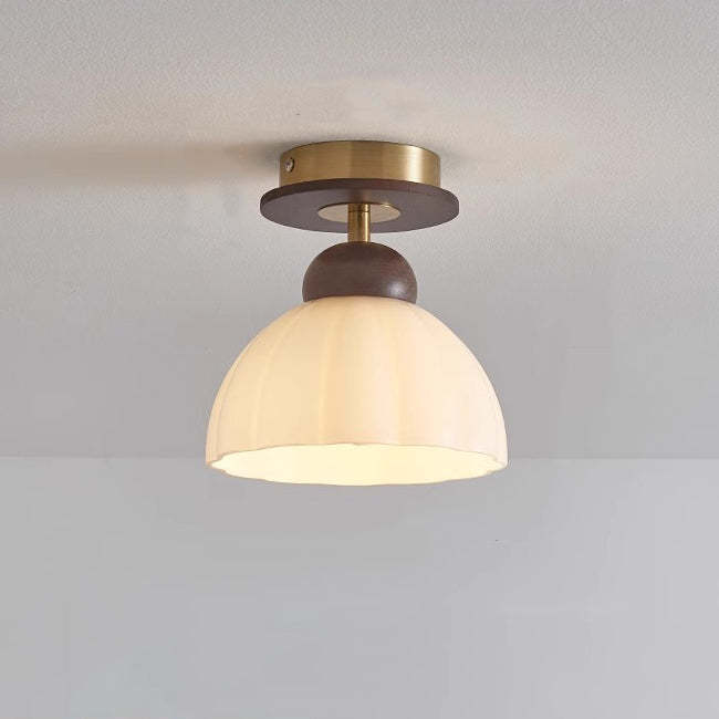 Retro Walnut Floral 1-Light Ceiling Light
