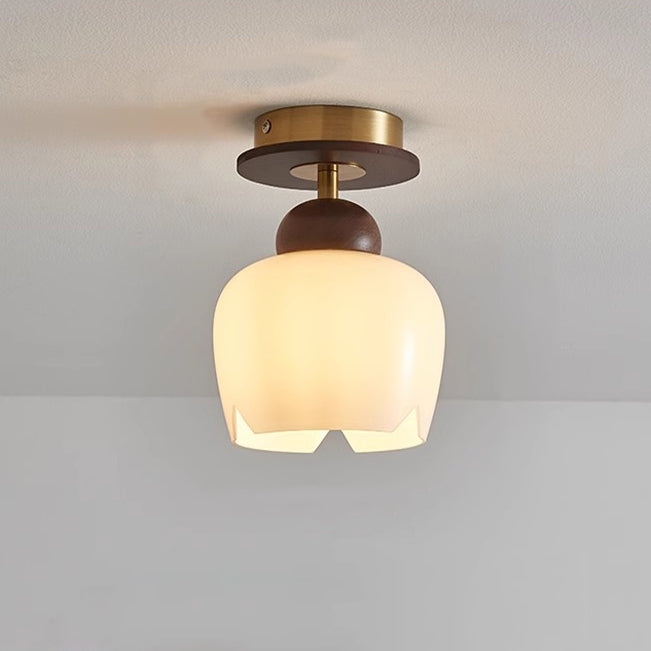 Retro Walnut Floral 1-Light Ceiling Light
