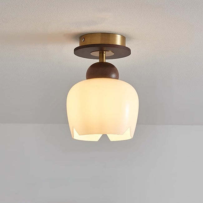 Retro Walnut Floral 1-Light Ceiling Light