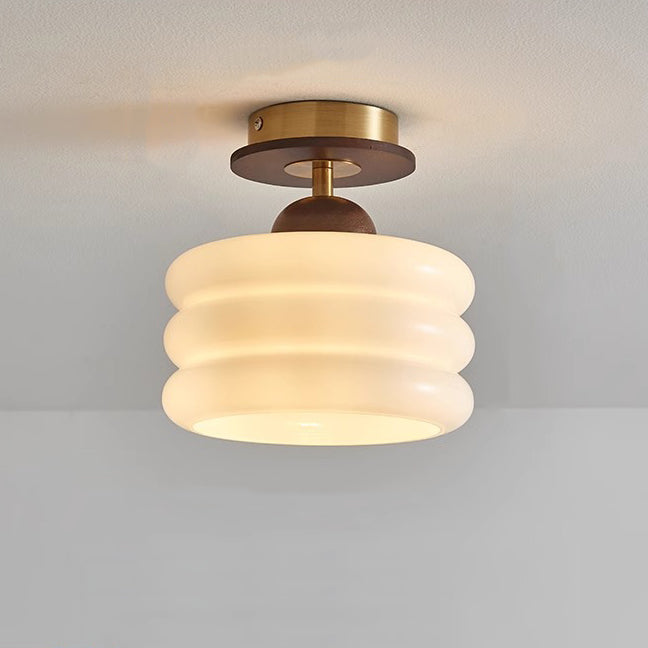 Retro Walnut Floral 1-Light Ceiling Light