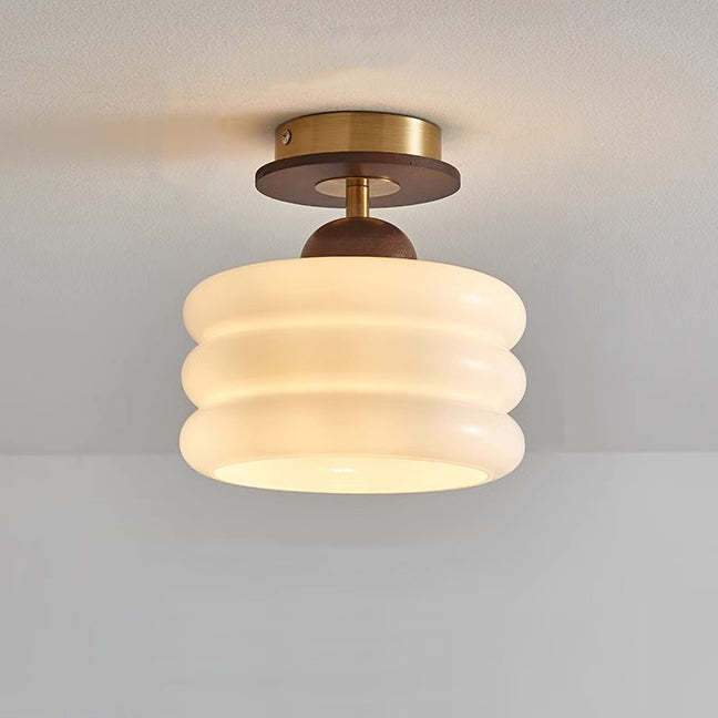Retro Walnut Floral 1-Light Ceiling Light