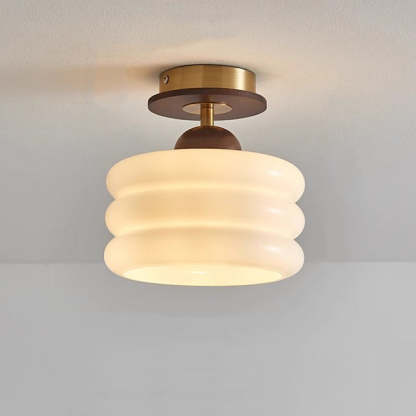 Retro Walnut Floral 1-Light Ceiling Light
