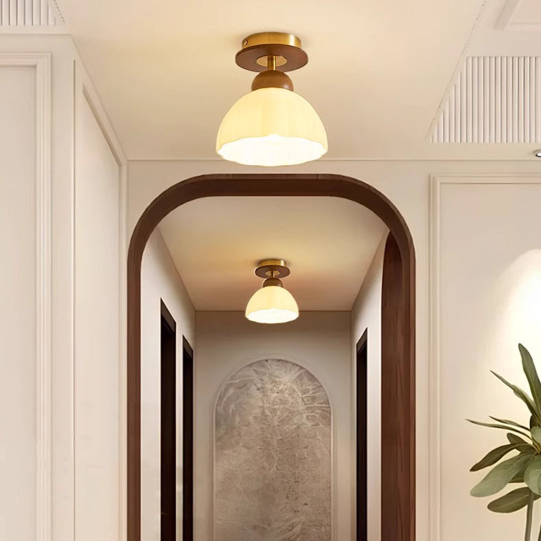 Retro Walnut Floral 1-Light Ceiling Light