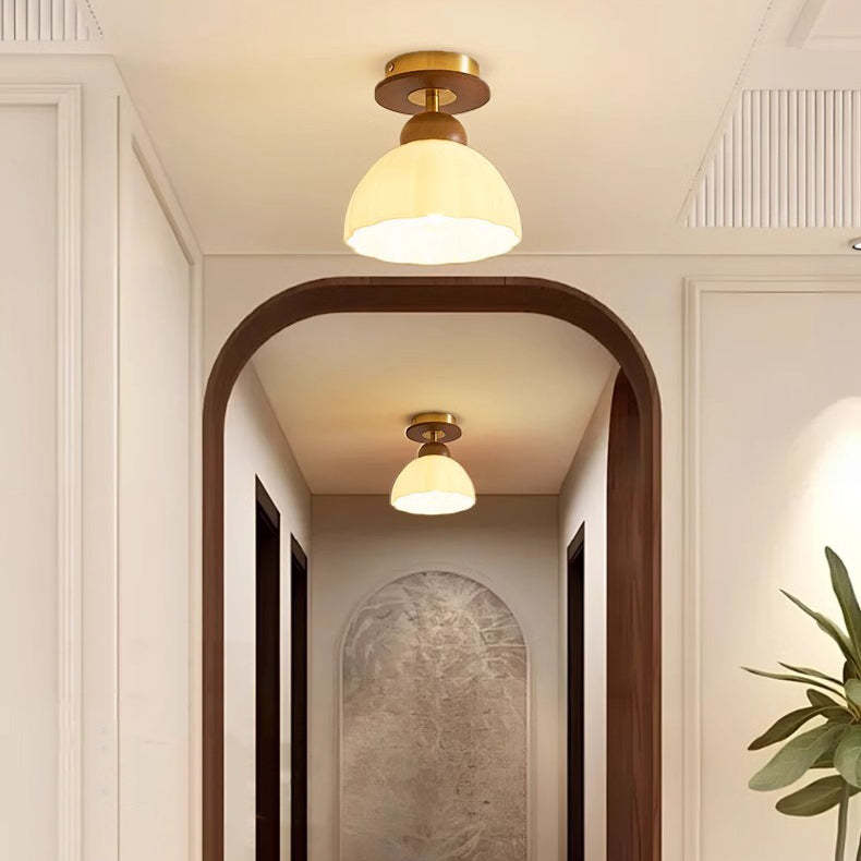 Retro Walnut Floral 1-Light Ceiling Light