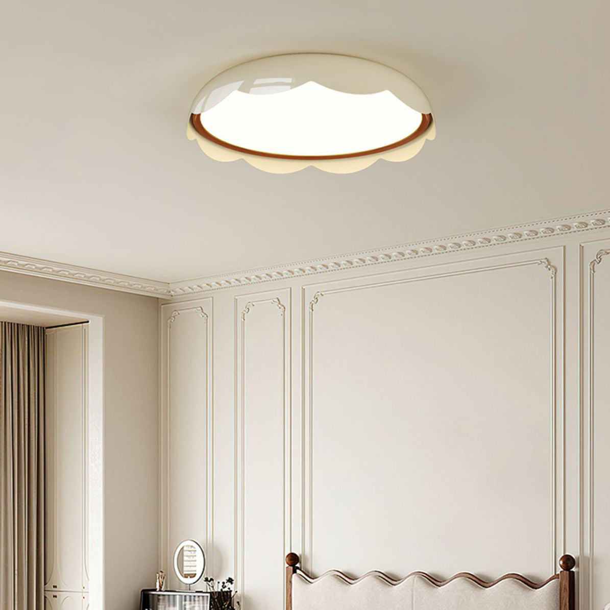 Minimalist Iron Wave Pattern LED Flush Mount