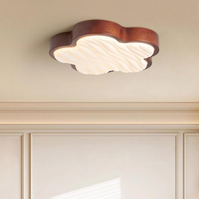 Nordic Wood Acrylic Floral LED Flush Mount