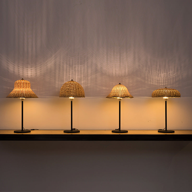 Art Deco Iron Bamboo Round Hat LED Lamp