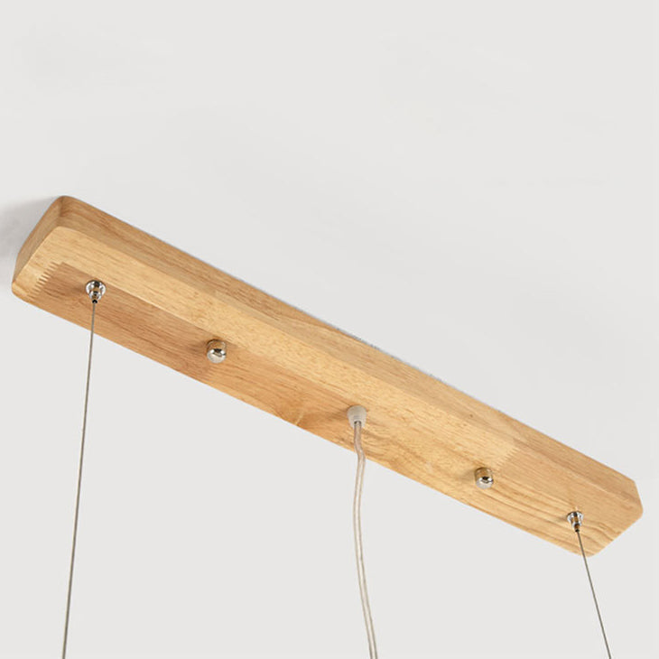 Japanese Wood Acrylic Rectangular LED Island Chandelier