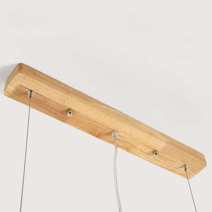 Japanese Wood Acrylic Rectangular LED Island Chandelier
