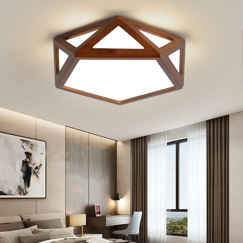 Chinese Solid Wood Flush Mount Ceiling Light