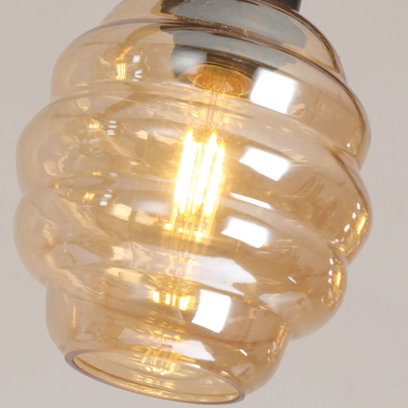 Iron Wood Glass Honey-Jar Island Chandelier