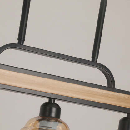 Iron Wood Glass Honey-Jar Island Chandelier