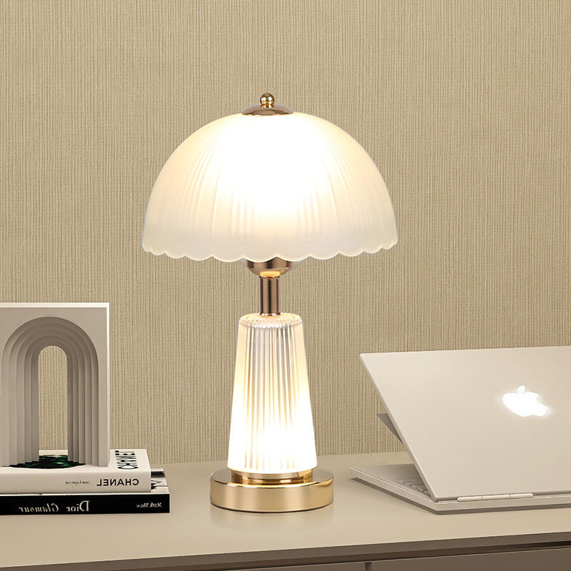 Metal Acrylic Glass Striped Dome Flower Table Lamp