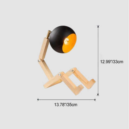 Nordic Wood Iron Wooden Man Table Lamp