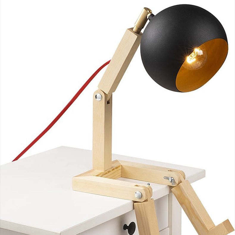 Nordic Wood Iron Wooden Man Table Lamp