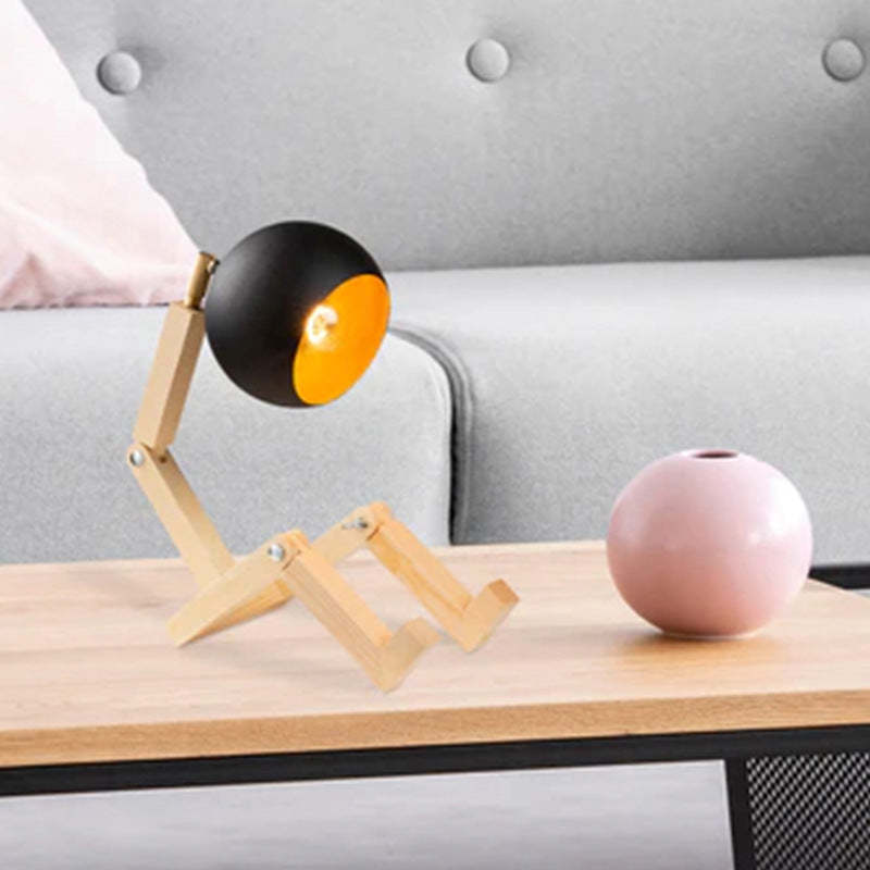 Nordic Wood Iron Wooden Man Table Lamp — 110V-120V For US/CA