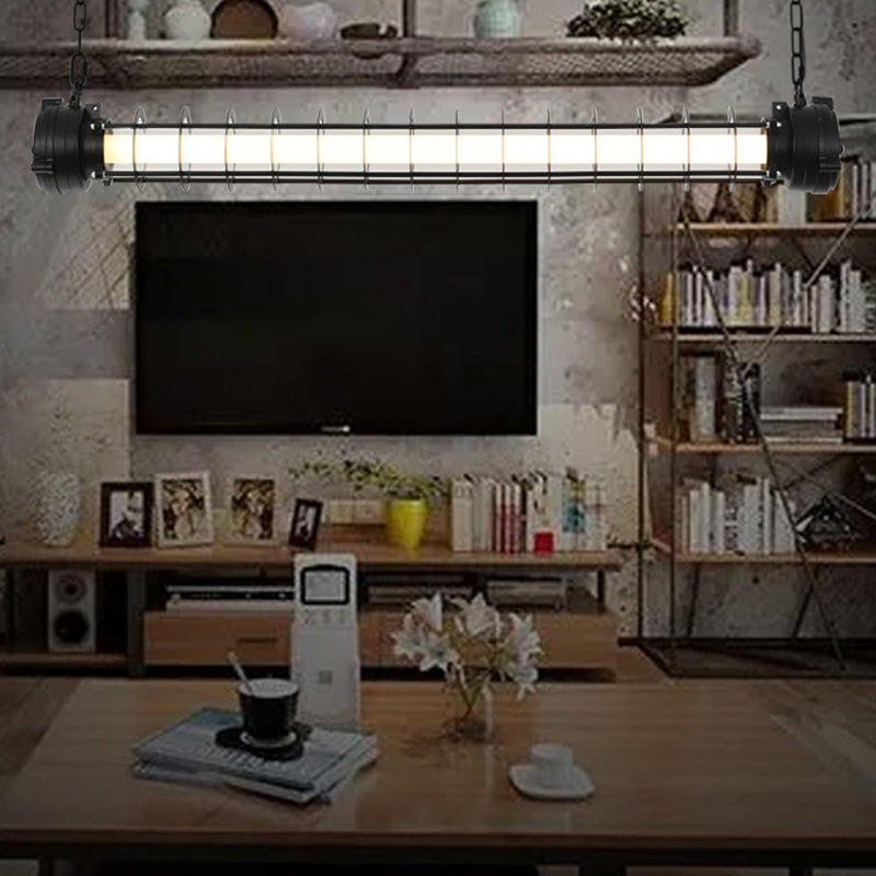 Industrial Iron Cylindrical LED Island Chandelier