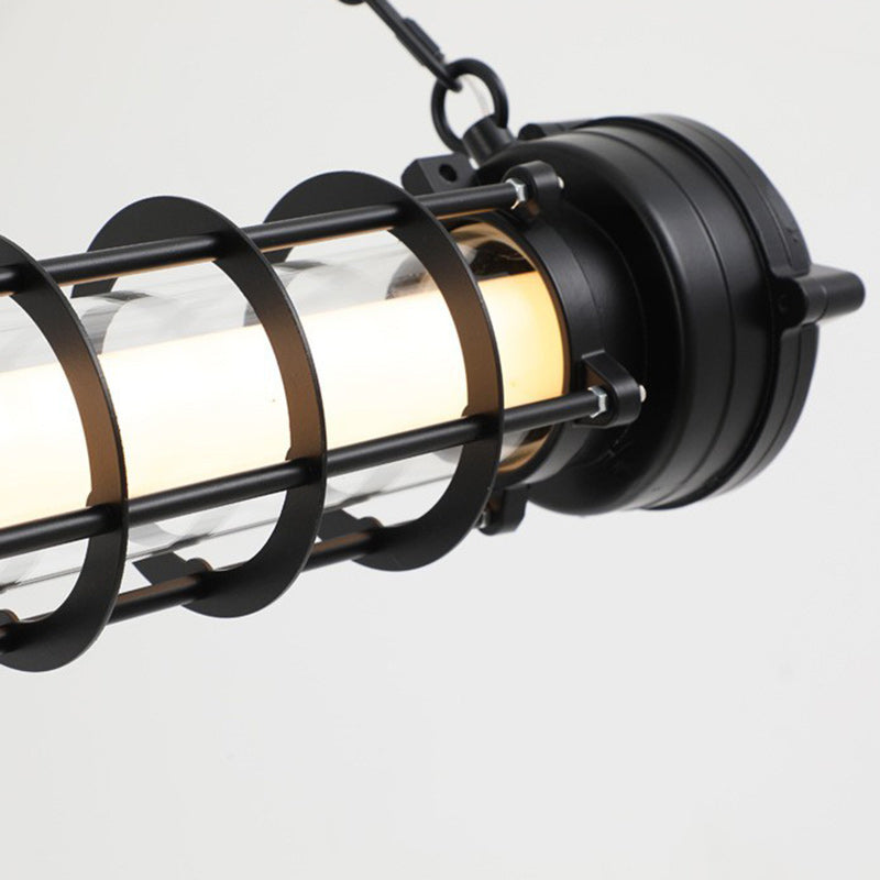 Industrial Iron Cylindrical LED Island Chandelier