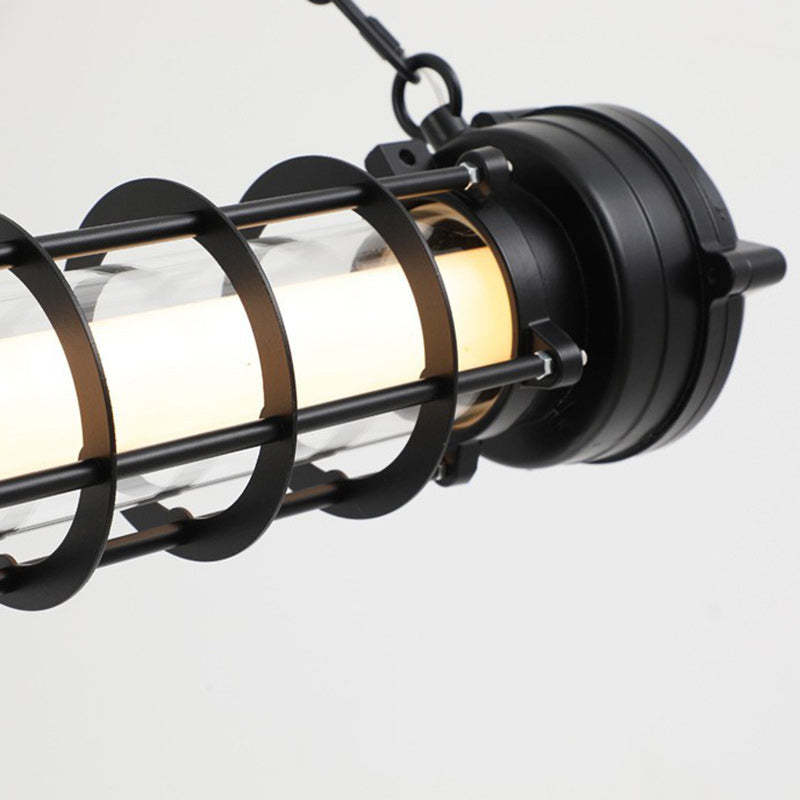 Industrial Iron Cylindrical LED Island Chandelier