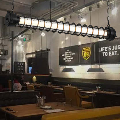 Industrial Iron Cylindrical LED Island Chandelier