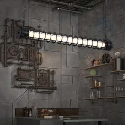 Industrial Iron Cylindrical LED Island Chandelier