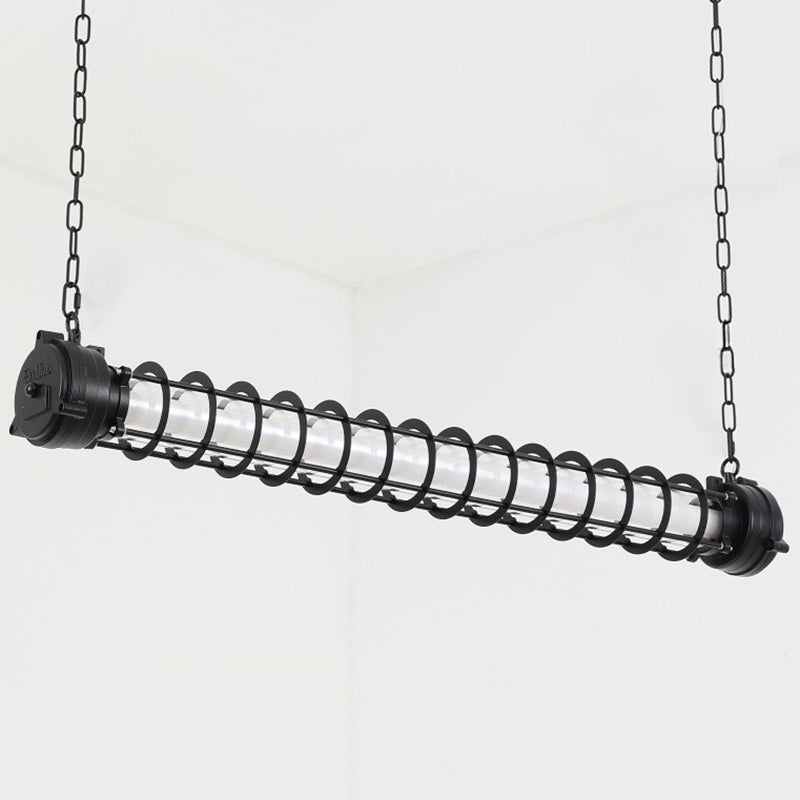 Industrial Iron Cylindrical LED Island Chandelier