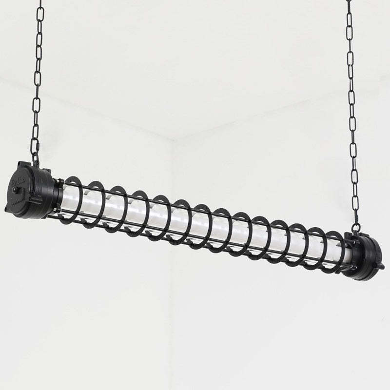 Industrial Iron Cylindrical LED Island Chandelier