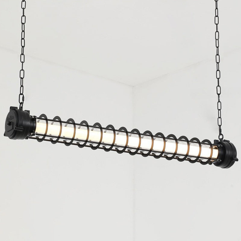 Industrial Iron Cylindrical LED Island Chandelier