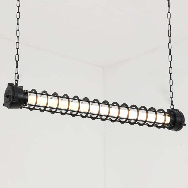 Industrial Iron Cylindrical LED Island Chandelier