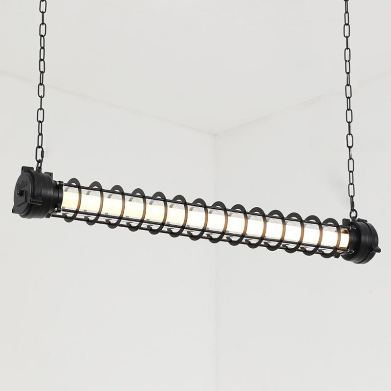 Industrial Iron Cylindrical LED Island Chandelier