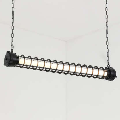 Industrial Iron Cylindrical LED Island Chandelier