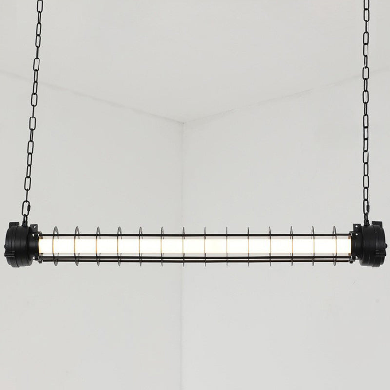 Industrial Iron Cylindrical LED Island Chandelier