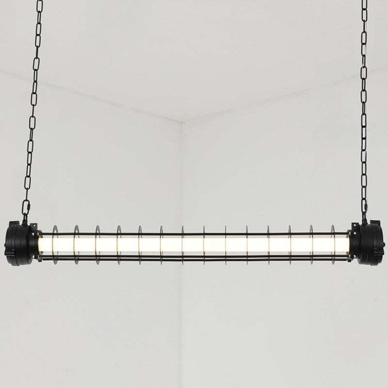 Industrial Iron Cylindrical LED Island Chandelier