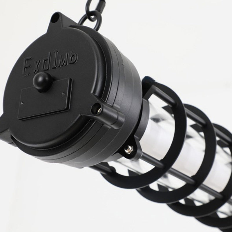 Industrial Iron Cylindrical LED Island Chandelier