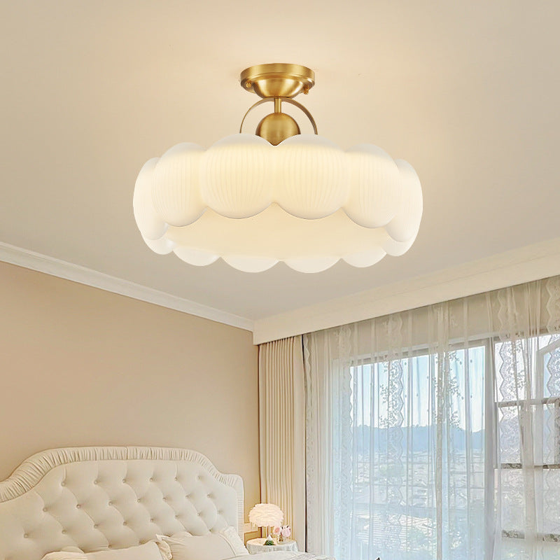 Mid-Century Copper Creamy Floral Ceiling Light — Infinitely Dimmable / 110V-120V For US/CA