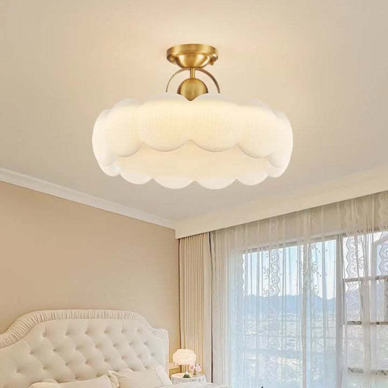 Mid-Century Copper Creamy Floral Ceiling Light