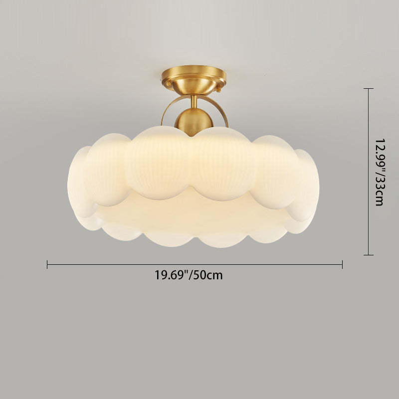 Mid-Century Copper Creamy Floral Ceiling Light