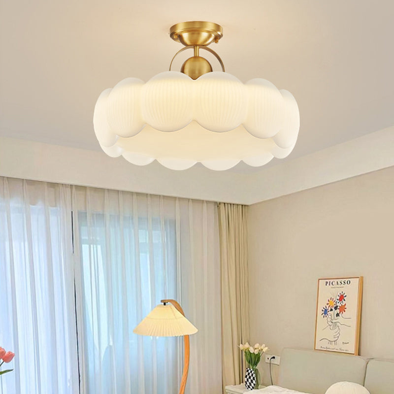 Mid-Century Copper Creamy Floral Ceiling Light — Infinitely Dimmable / 220V-240V For UK/AU