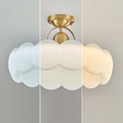 Mid-Century Copper Creamy Floral Ceiling Light