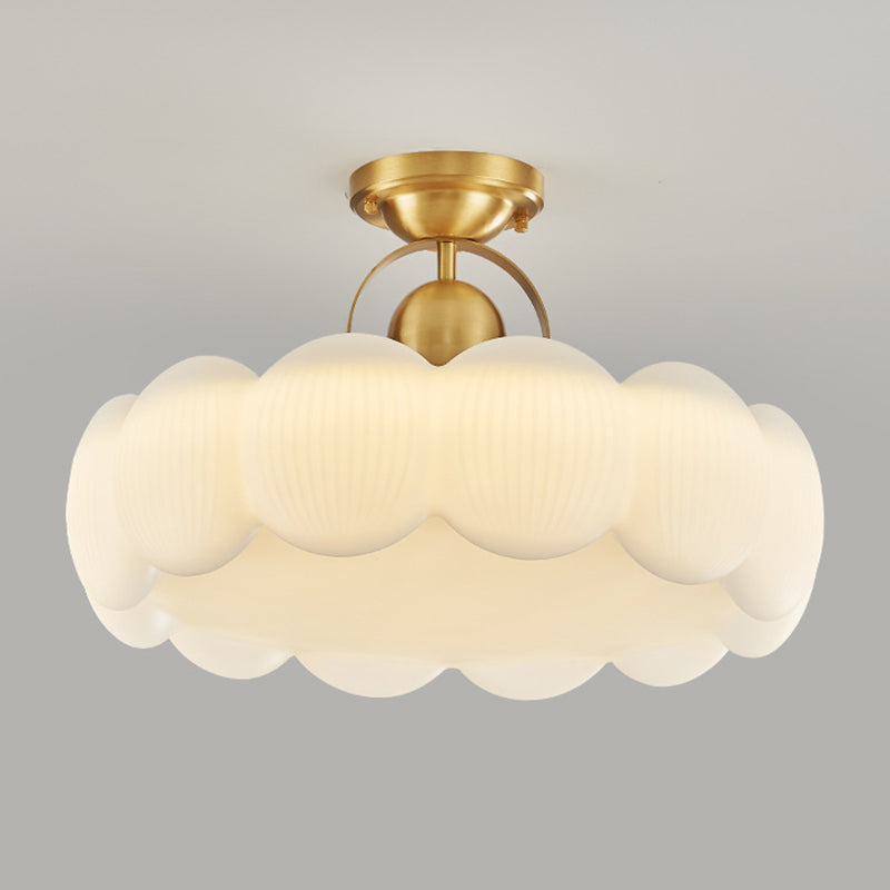 Mid-Century Copper Creamy Floral Ceiling Light
