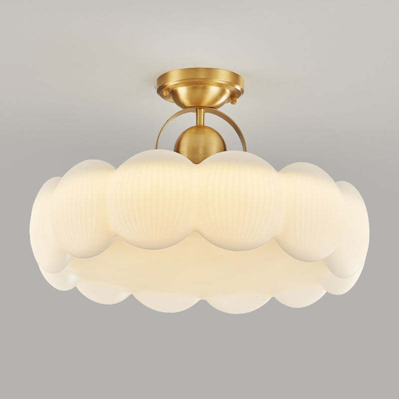 Mid-Century Copper Creamy Floral Ceiling Light