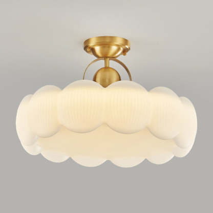 Mid-Century Copper Creamy Floral Ceiling Light