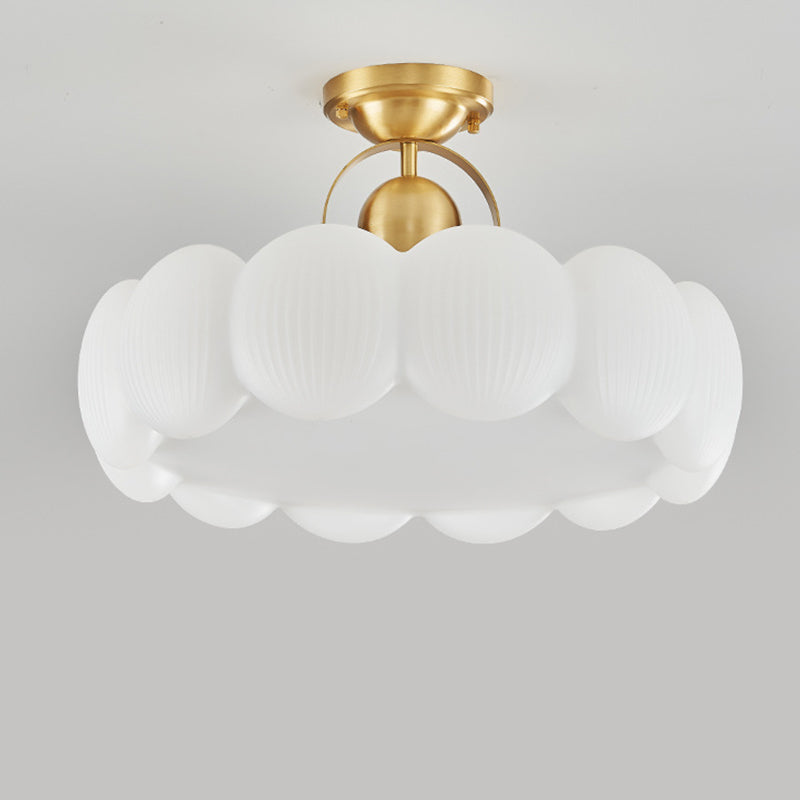 Mid-Century Copper Creamy Floral Ceiling Light