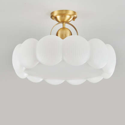 Mid-Century Copper Creamy Floral Ceiling Light