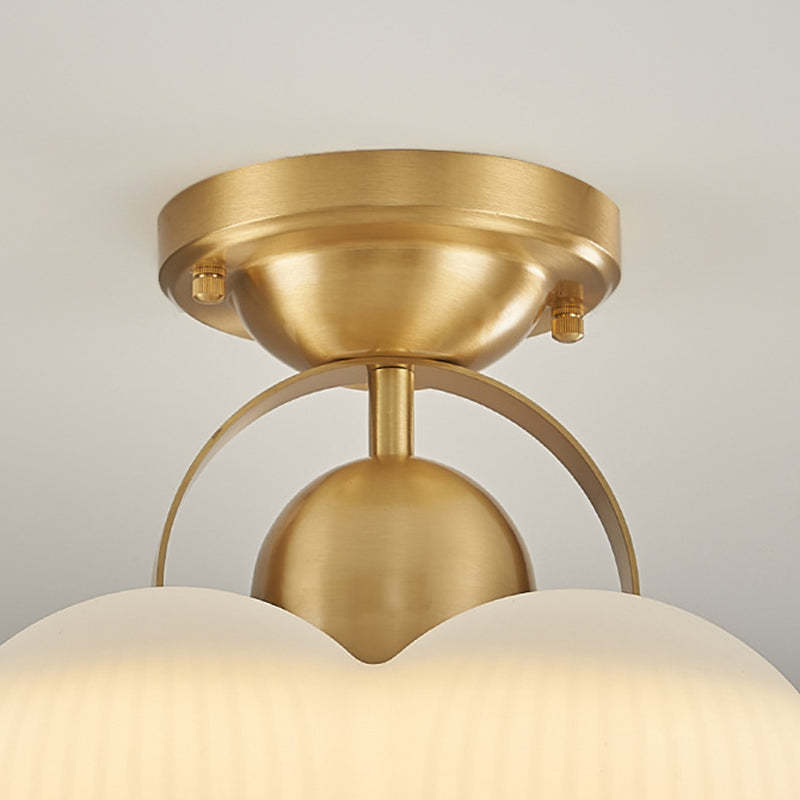 Mid-Century Copper Creamy Floral Ceiling Light