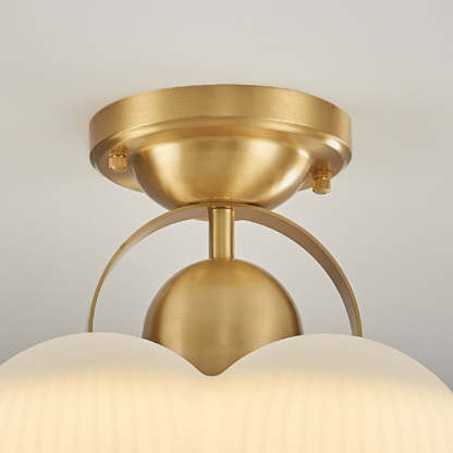 Mid-Century Copper Creamy Floral Ceiling Light