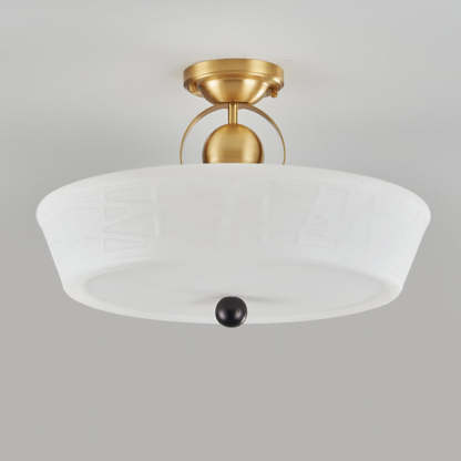 Mid-Century Brass Acrylic Round Dome Ceiling Light
