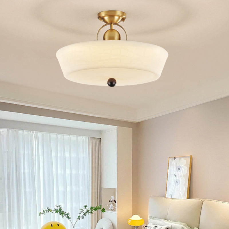 Mid-Century Brass Acrylic Round Dome Ceiling Light — Infinitely Dimmable / 110V-120V For US/CA